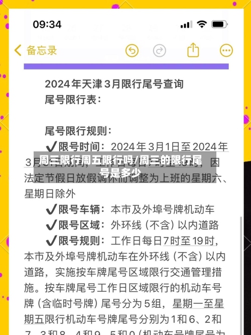 周三限行周五限行吗/周三的限行尾号是多少
