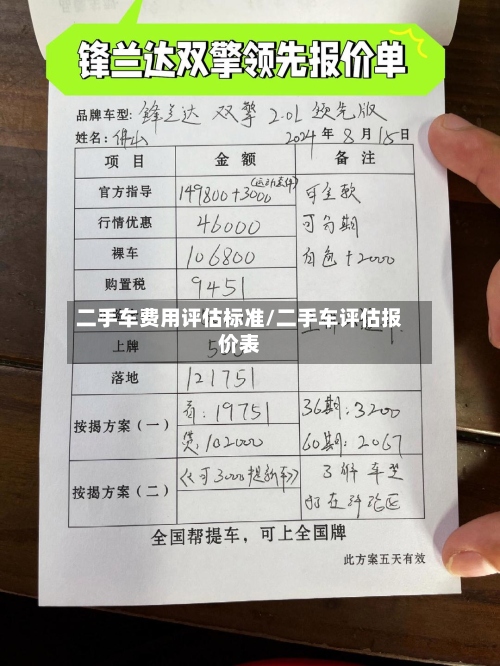 二手车费用评估标准/二手车评估报价表-第3张图片
