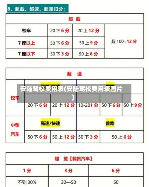安陆驾校费用表(安陆驾校费用表图片)
