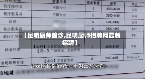 【昆明厨师确诊,昆明厨师招聘网最新招聘】