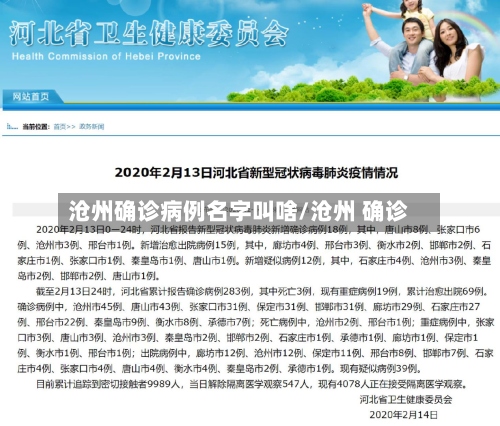 沧州确诊病例名字叫啥/沧州 确诊
