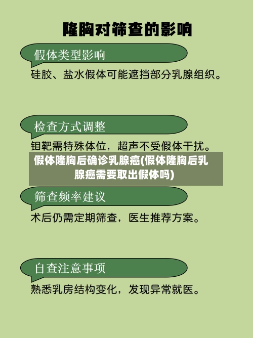 假体隆胸后确诊乳腺癌(假体隆胸后乳腺癌需要取出假体吗)