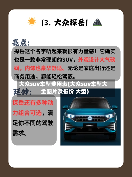 大众suv车型费用表(大众suv车型大全图片及报价 大型)