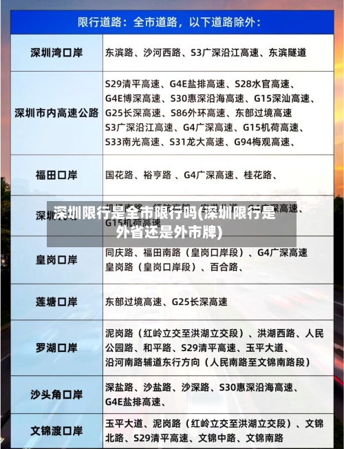 深圳限行是全市限行吗(深圳限行是外省还是外市牌)