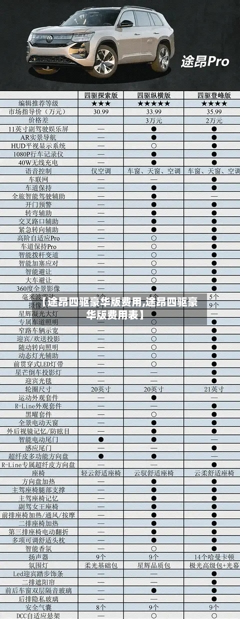 【途昂四驱豪华版费用,途昂四驱豪华版费用表】