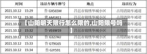 【山阳明天限行怎么限的,山阳限号吗】