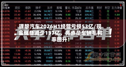 理想汽车2026H1经营亏损53亿/现金储备减少137亿，亮点是车辆毛利率回升！-第2张图片