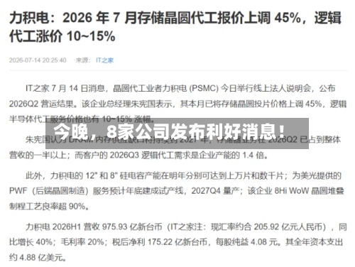 今晚，8家公司发布利好消息！-第2张图片