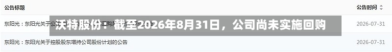 沃特股份：截至2026年8月31日，公司尚未实施回购-第2张图片