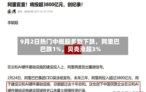 9月2日热门中概股多数下跌，阿里巴巴跌1%	，贝壳涨超3%-第2张图片