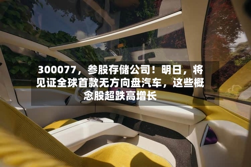 300077，参股存储公司！明日，将见证全球首款无方向盘汽车	，这些概念股超跌高增长-第2张图片