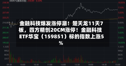 金融科技爆发涨停潮！楚天龙11天7板，四方精创20CM涨停！金融科技ETF华宝（159851）标的指数上涨5%-第2张图片